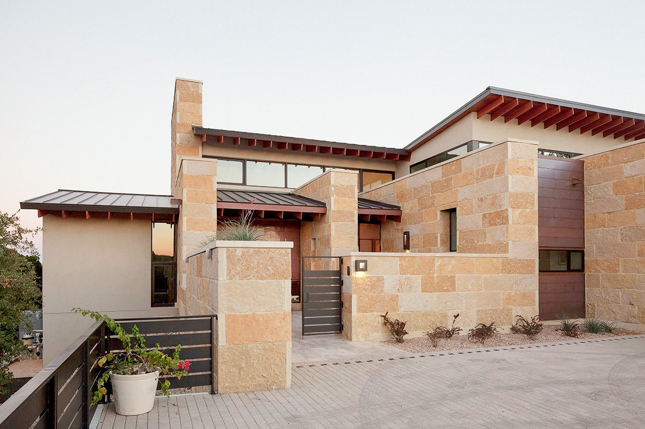 tan stone house