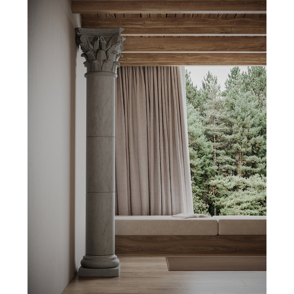 Corinthian Column shown in Charcoal Limestone. Main Product Slider View