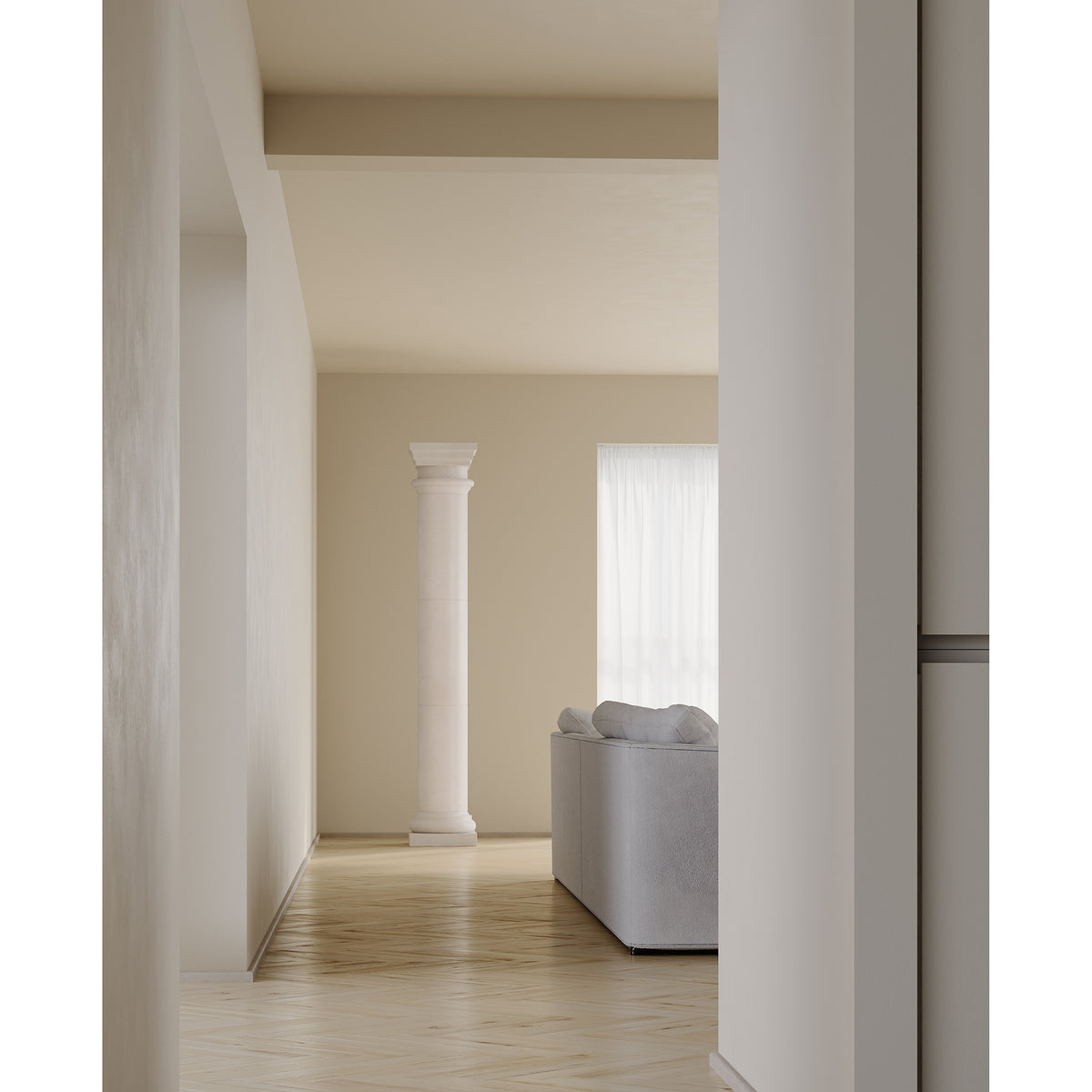 Doric Column shown in White Limestone. Main Product Slider View