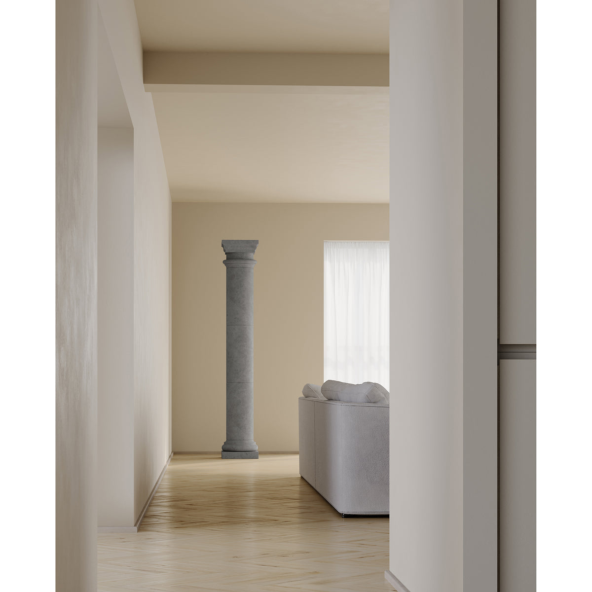 Doric Column shown in Charcoal Limestone. Main Product Slider View