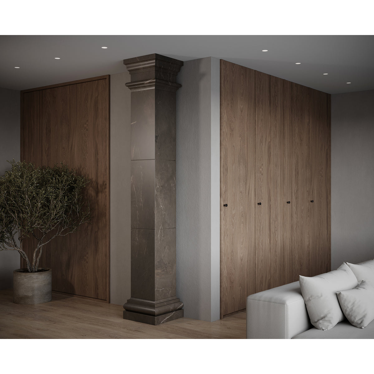 Doric Square Column shown in Sable Marble. Main Product Slider View