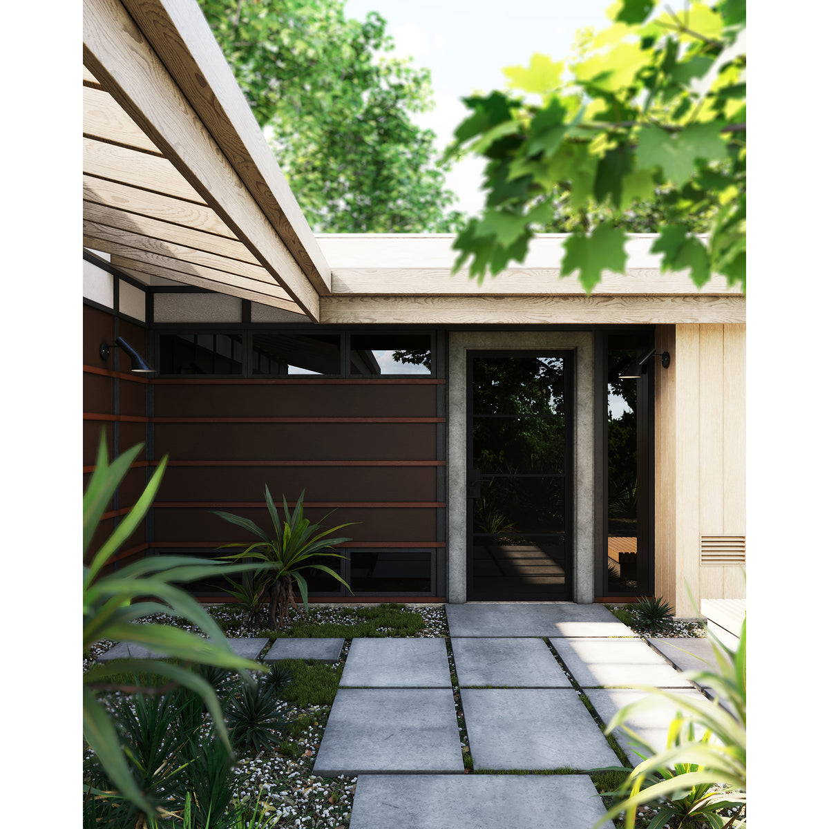 Mid-Century Door Surround shown in Modern Profile with Charcoal Limestone. Main Product Slider View