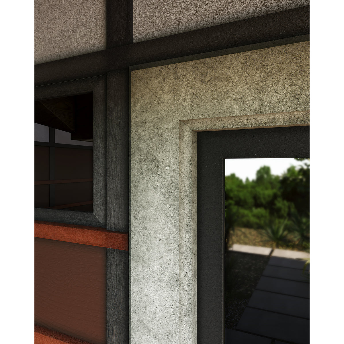 Mid-Century Door Surround shown in Modern Profile with Charcoal Limestone. Main Product Slider View
