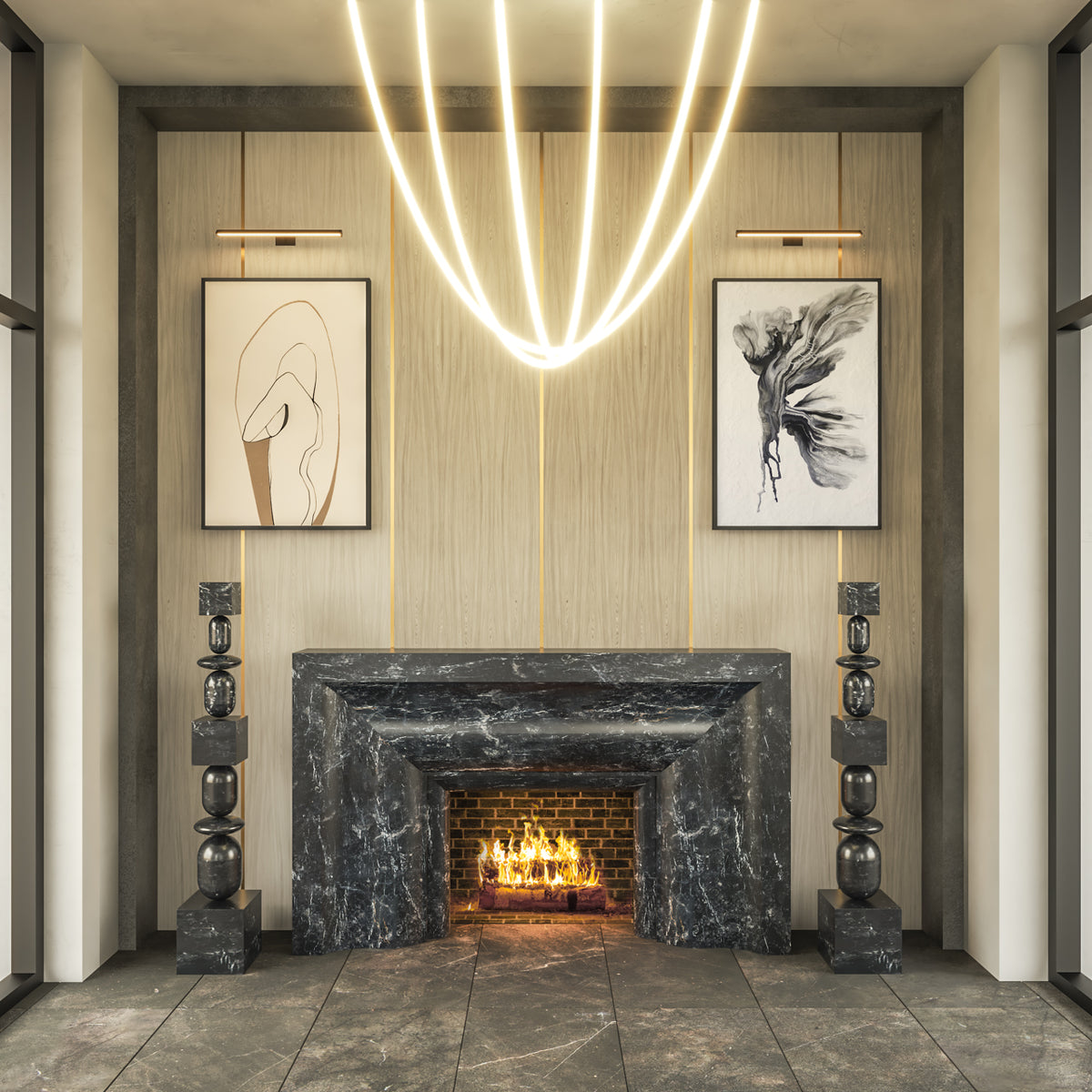 The Vixen Shown in Breccia Nero Marble