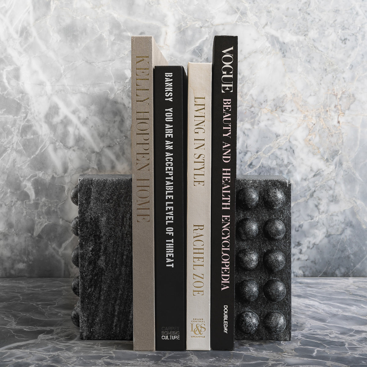 Sculptured Bookends in Black Marble Main Product Slider View
