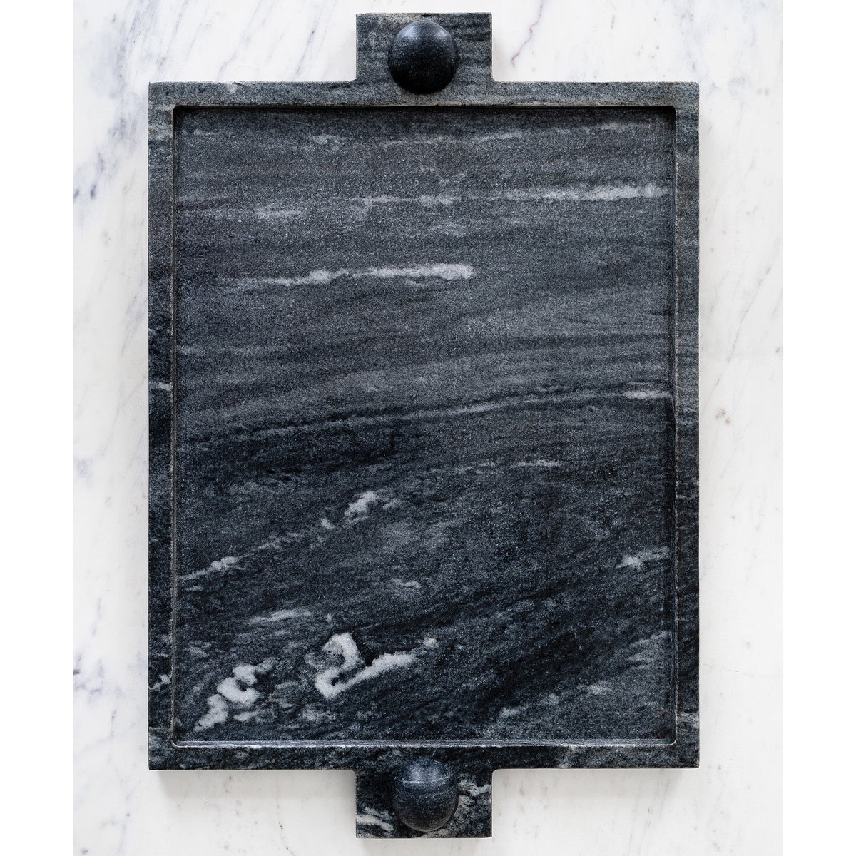Tray with Bubble Handles in Black Marble Main Product Slider View