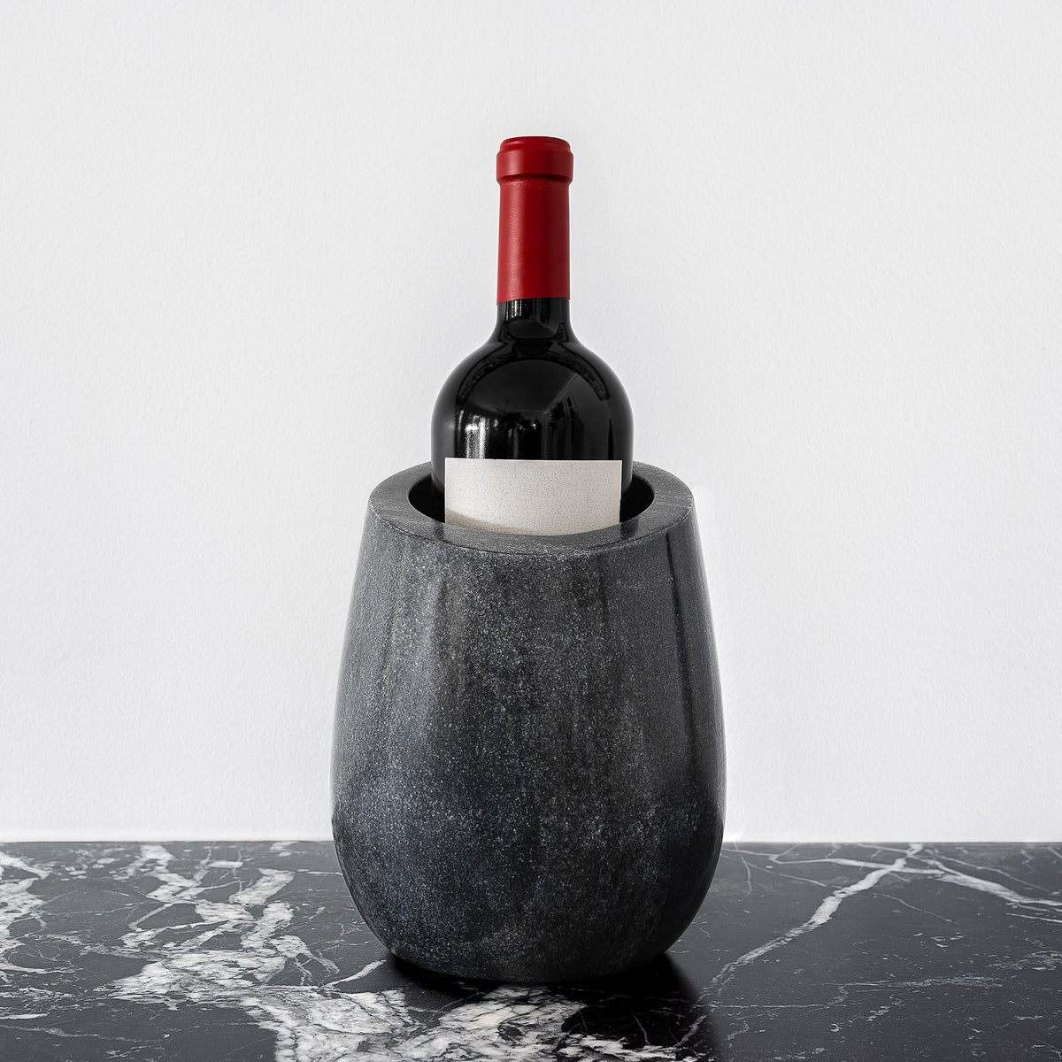 Wine Chiller in Black Marble MATERIAL Bespoke Stone + Tile