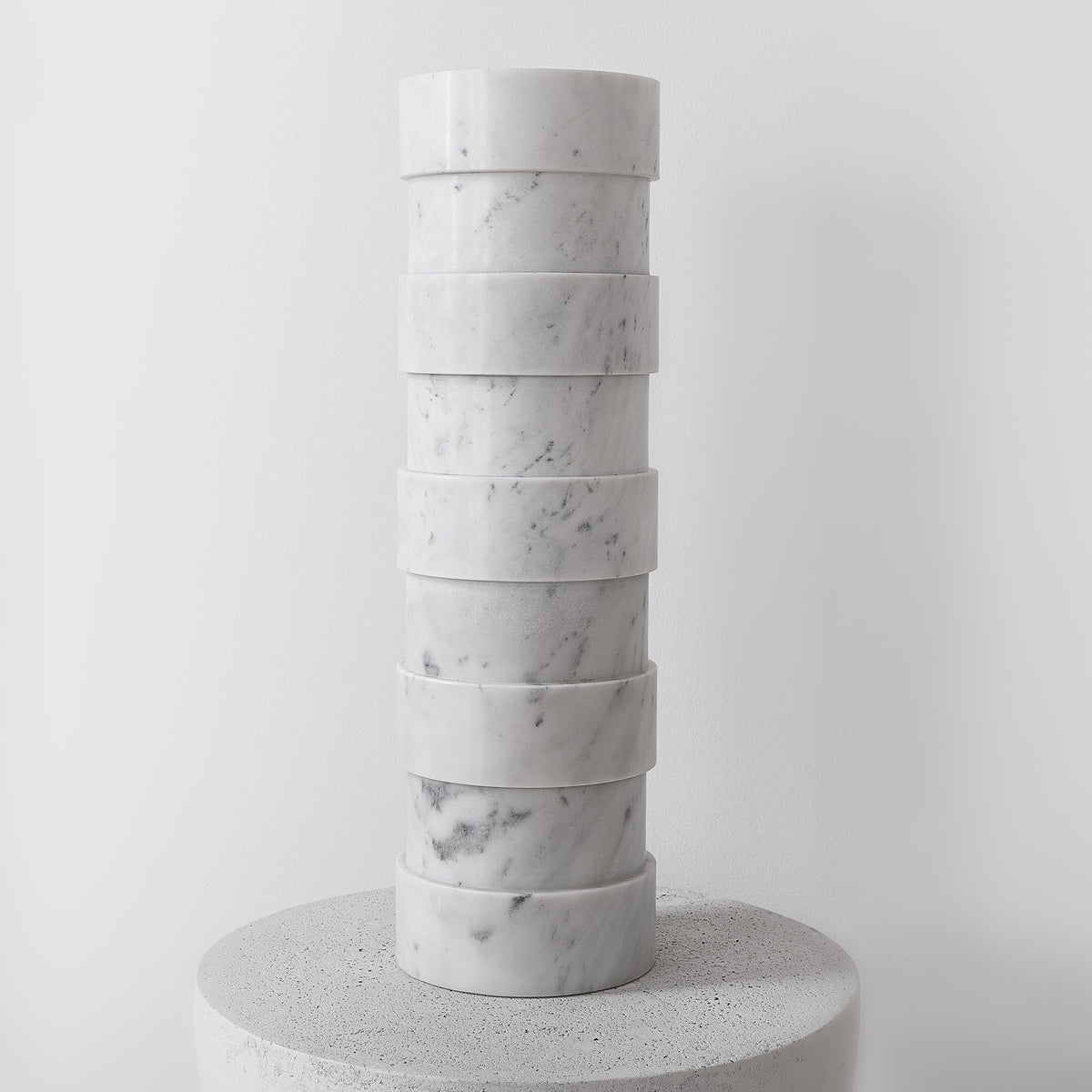 Five-Ring Statement Vase in White Marble Main Product Slider View