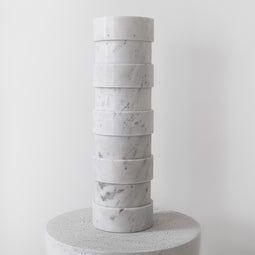 Five-Ring Statement Vase in White Marble Product Thumbnails View
