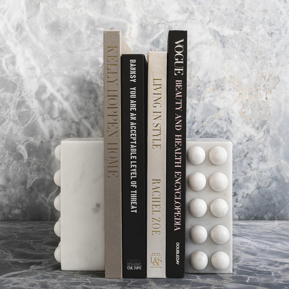 Sculptured Bookends in White Marble Main Product Slider View