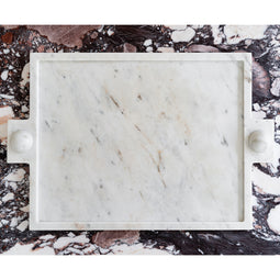 Tray with Bubble Handles in White Marble Product Thumbnails View