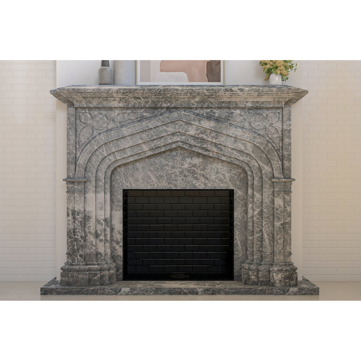 Opus shown in Breccia Azul Marble.