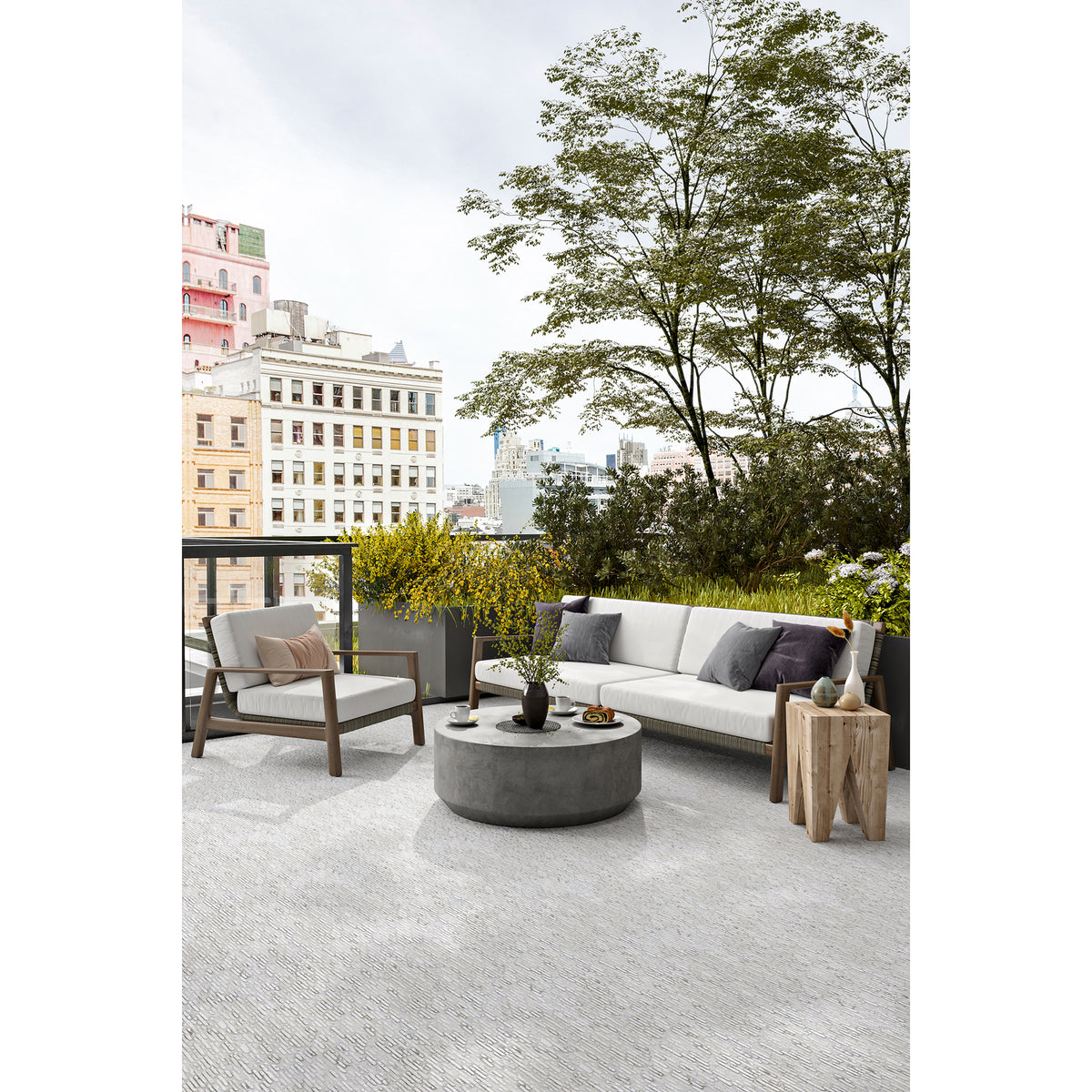 Straight Pebble shown in Charcoal Limestone.