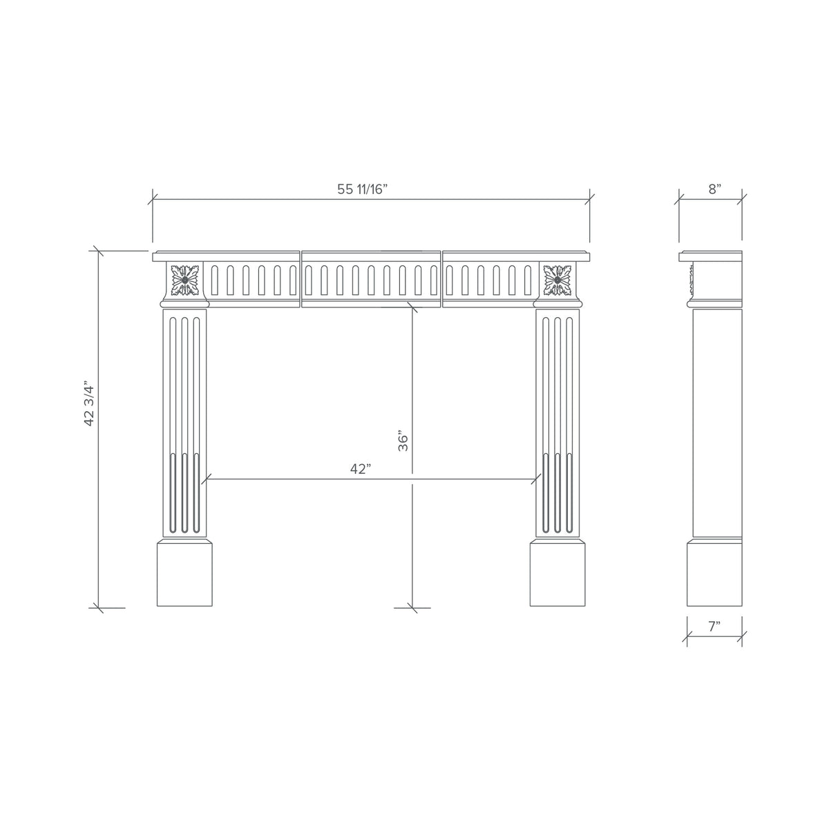 ROWAN fireplace diagram