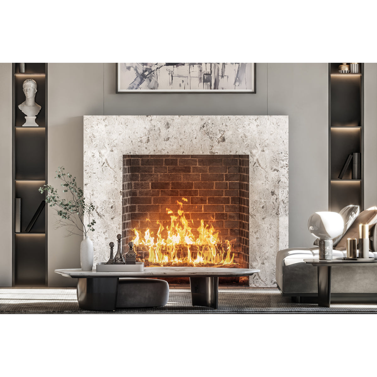 Charlotte shown in Breccia Nuvole Marble.