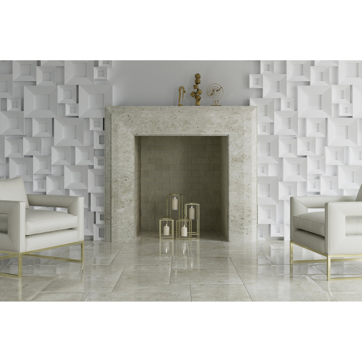 Trenton shown in Primavera Travertine.