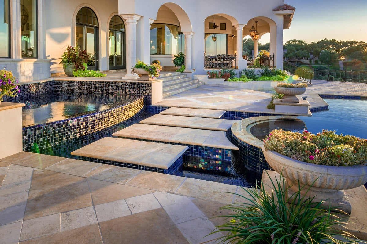 fancy outdoor patio area showcasing tiles