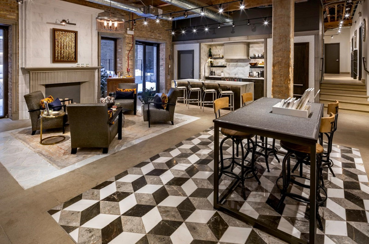a big open room with a verity of furniture 