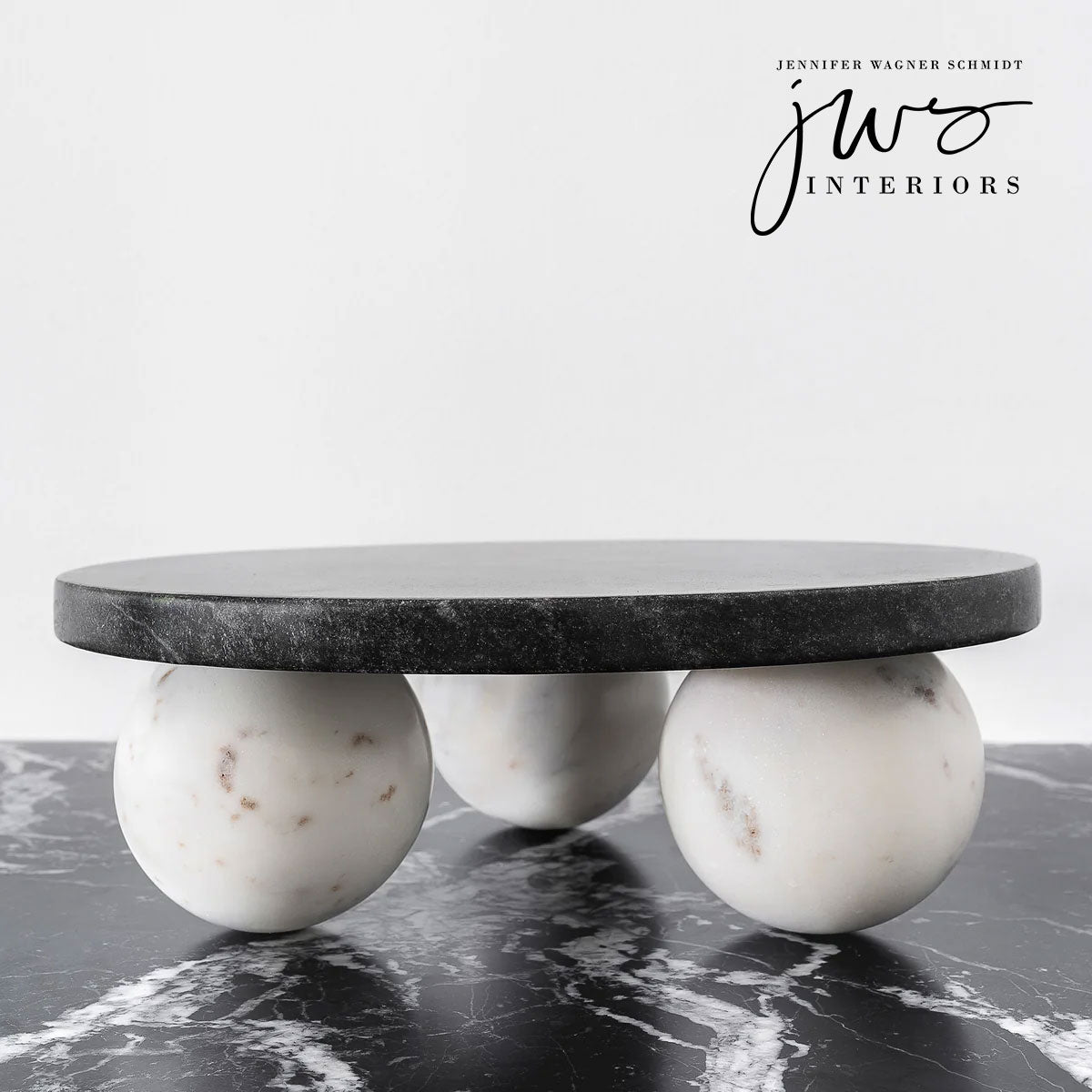 Cake Stand in Black and White Marble