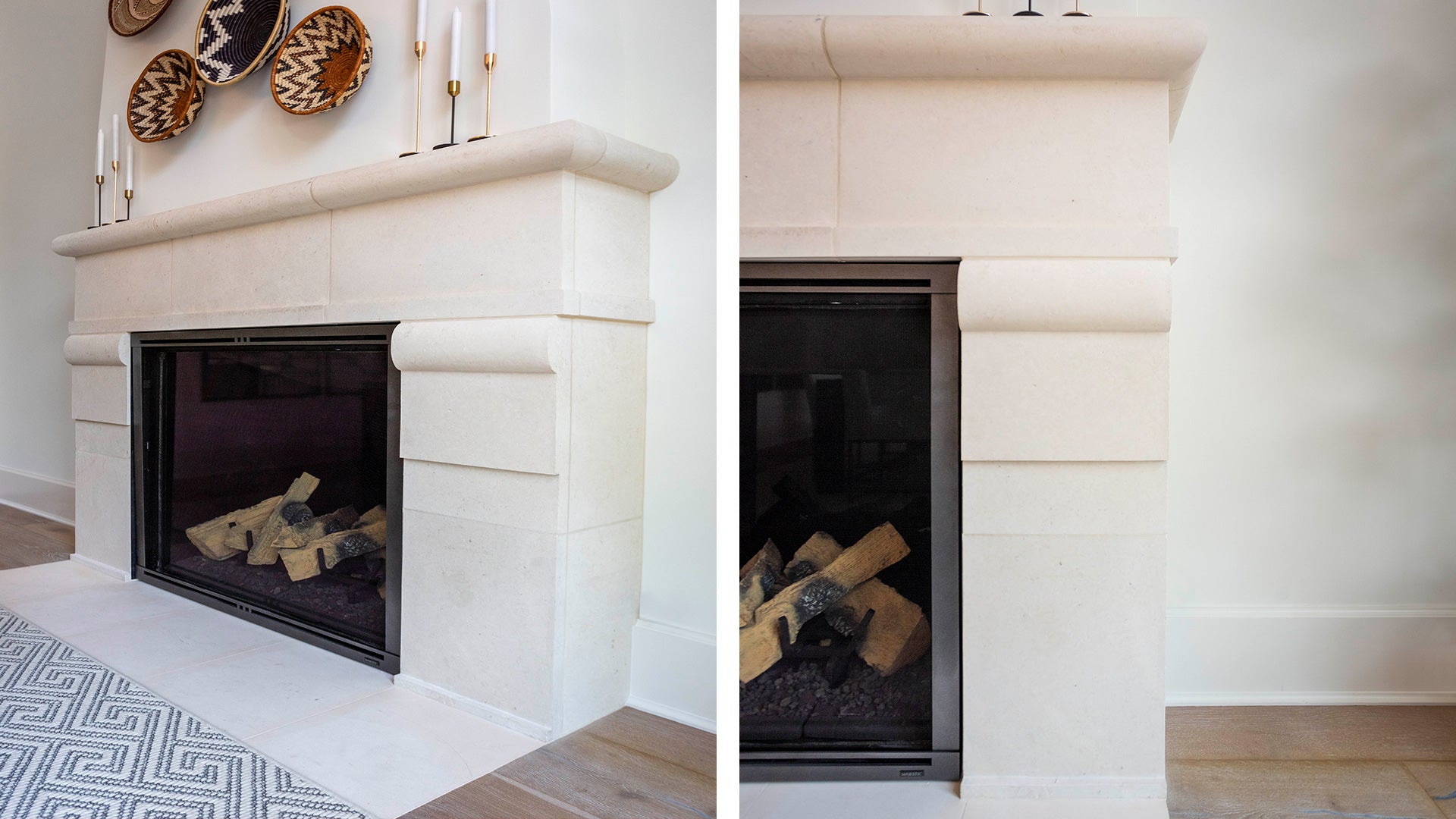 White Limestone Fireplace view 3 Desktop