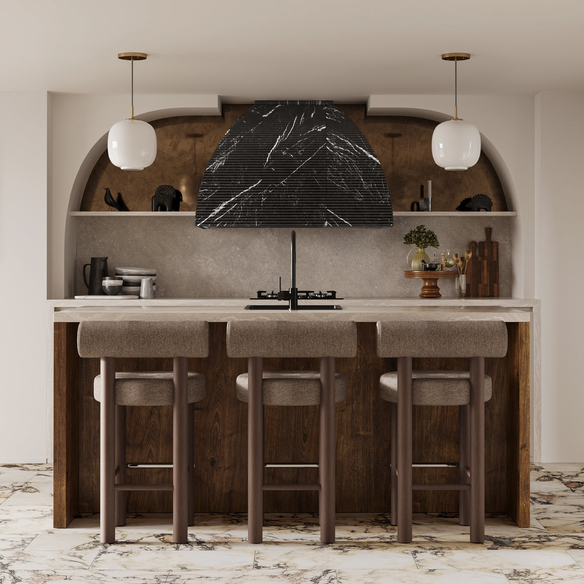 The Full Profile Extrovert Hood Shown in Nero Marquina