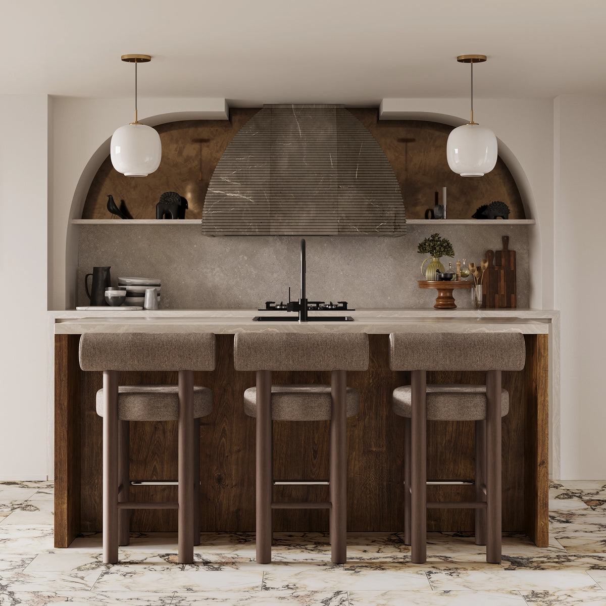 The Full Profile Extrovert Hood Shown in Sable Marble
