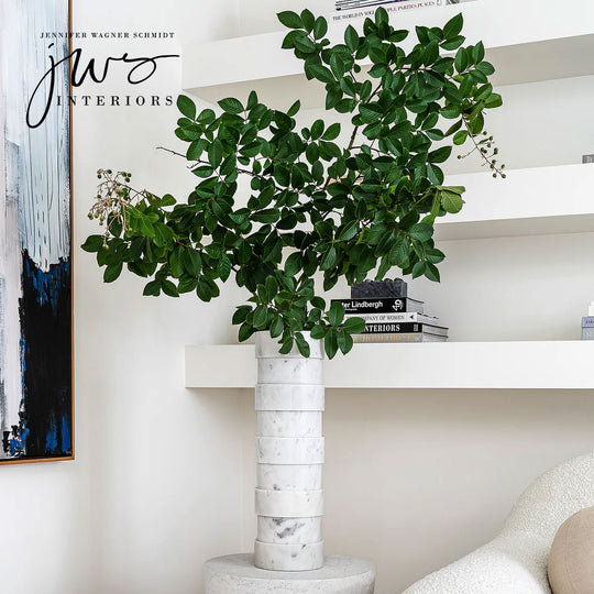 Five-Ring Statement Vase in White Marble