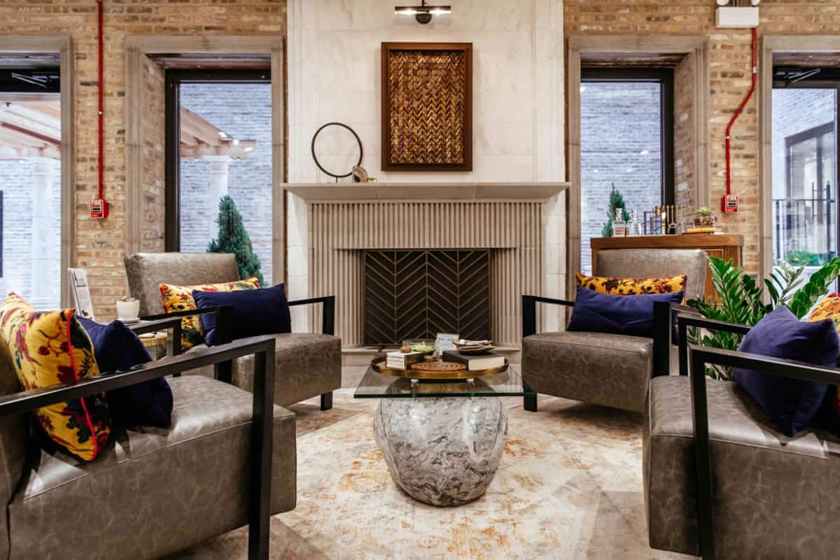 Pewter Limestone Fireplace Desktop