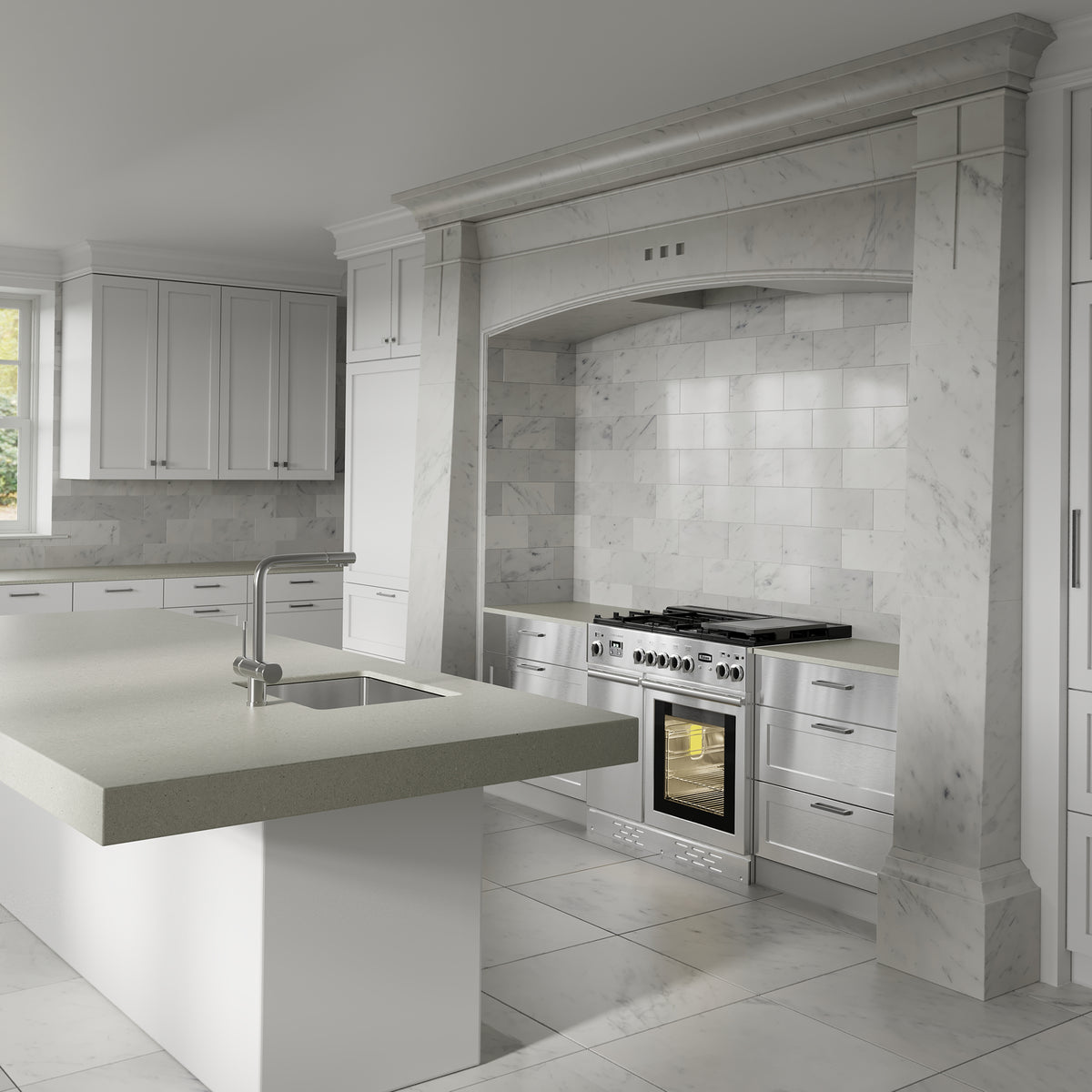 Makintosh shown in Carrara Marble. Main Product Slider View