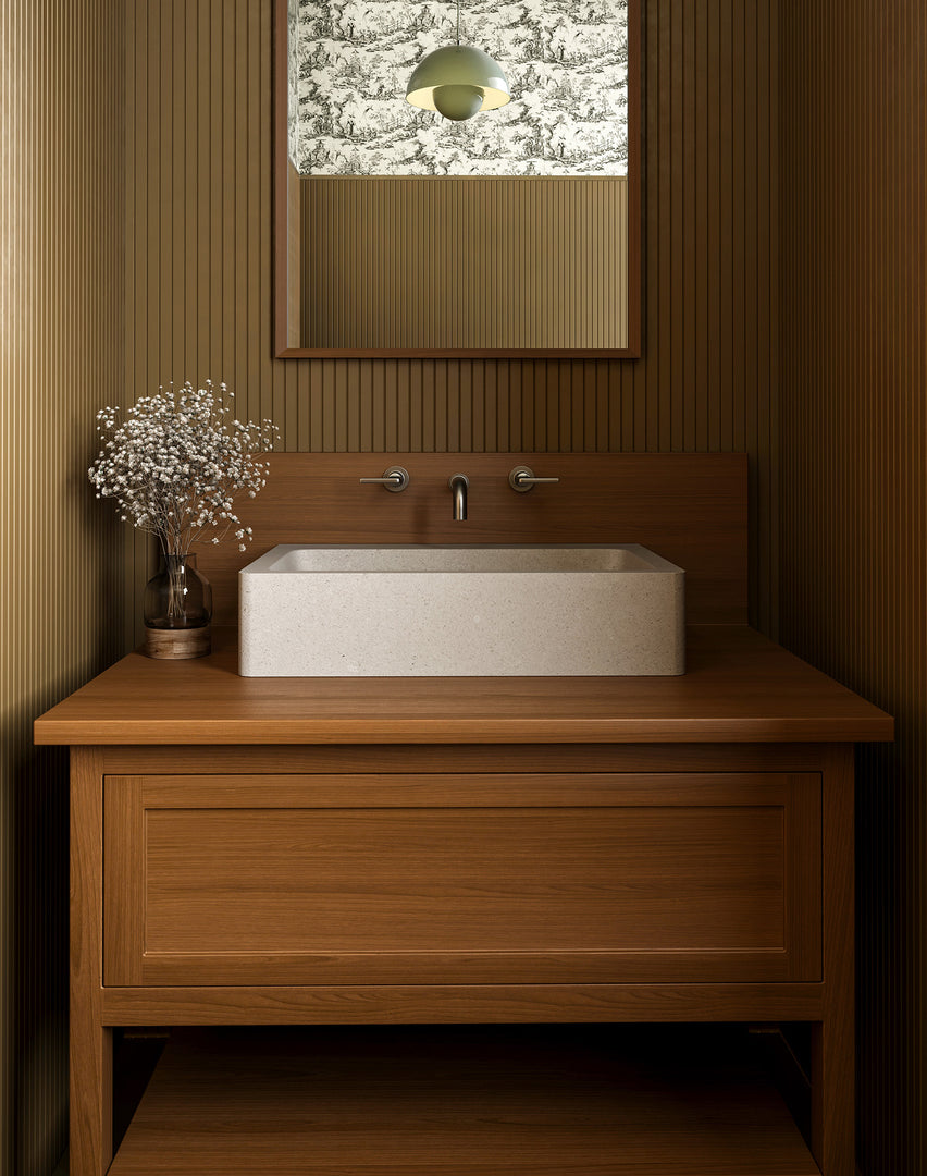 The Lorenzo Sink in Pearl Marble by designer Denise McGaha