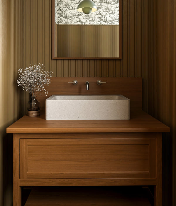 The Lorenzo Sink in Pearl Marble by designer Denise McGaha