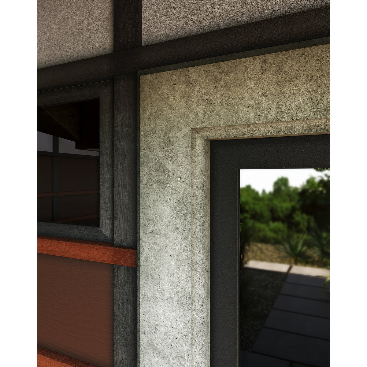 Mid-Century Door Surround shown in Modern Profile with Charcoal Limestone.