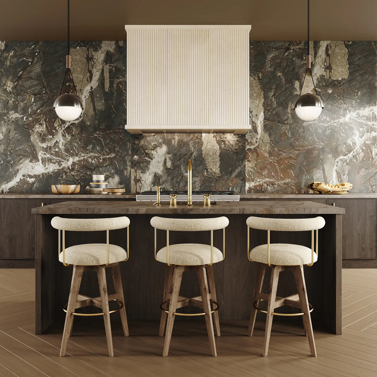 The Neoclassicist Option 1 Shown in Cream Limestone