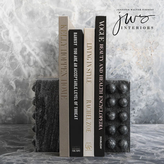Sculptured Bookends in Black Marble