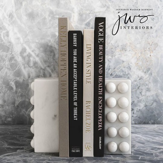 Sculptured Bookends in White Marble