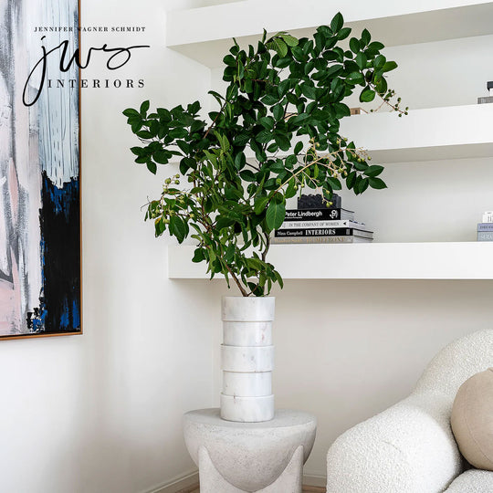 Three-Ring Statement Vase in White Marble