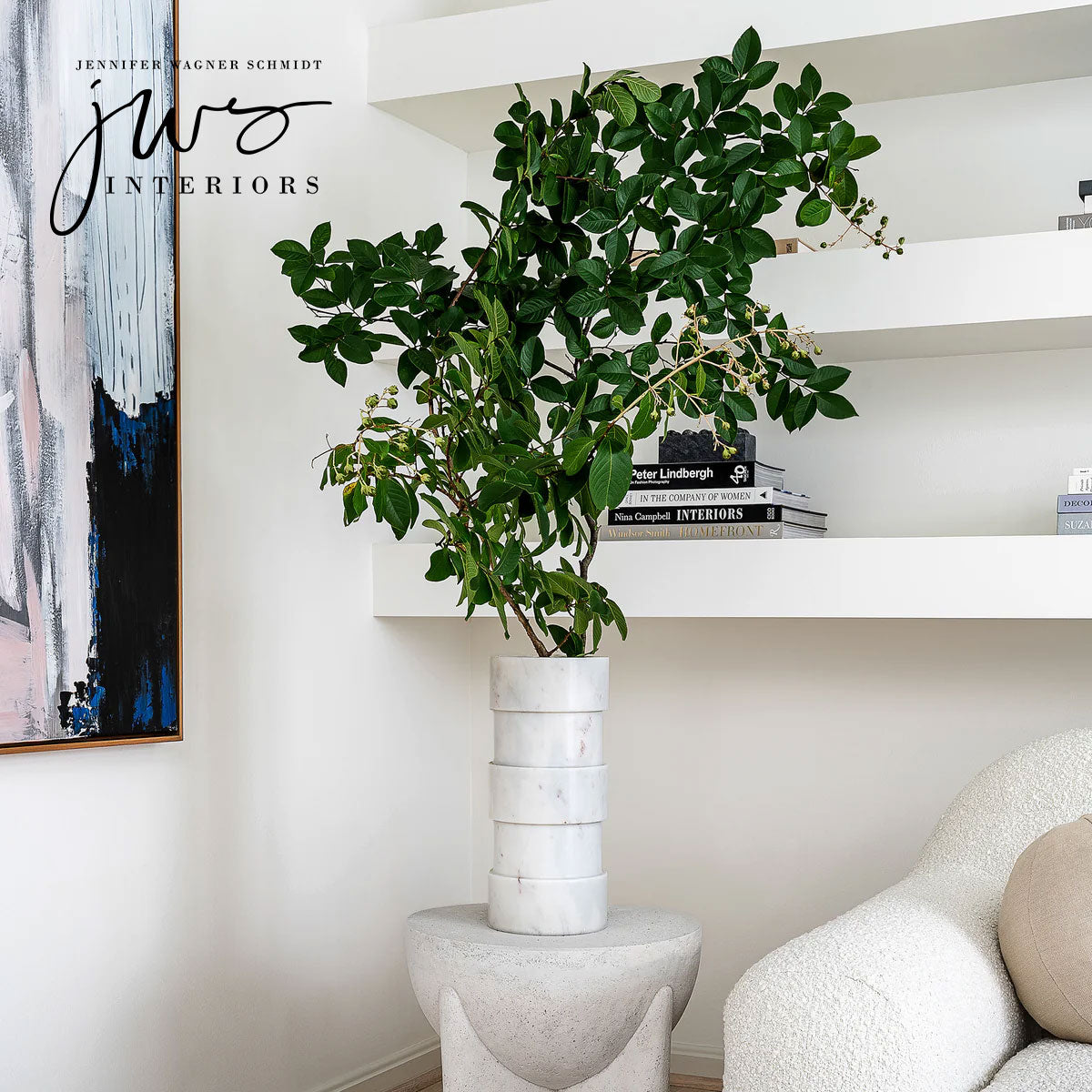 JWS white marble flower pot