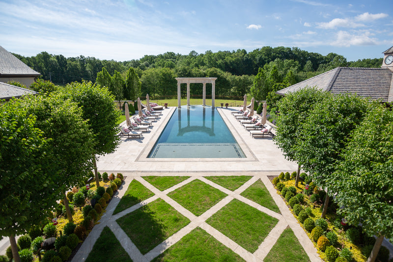 Latte Travertine and Cafe Noir Marble Tile, Latte Travertine Architectural Elements and Pool Coping Mobile