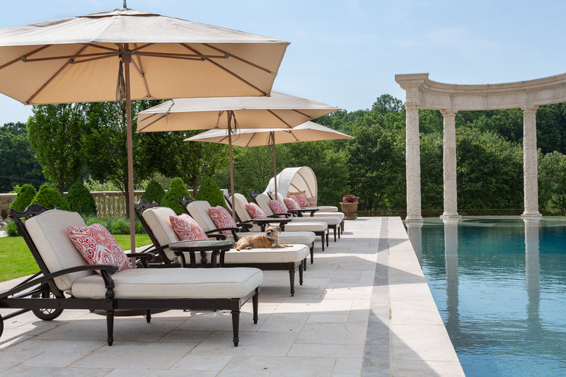 Latte Travertine and Cafe Noir Marble Tile, Latte Travertine Architectural Elements and Pool Coping Mobile