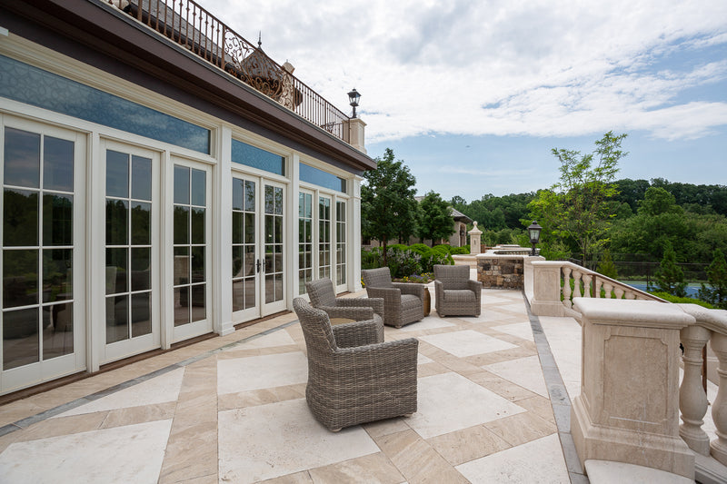 Latte Travertine and Cafe Noir Marble Tile, Latte Travertine Architectural Elements Mobile