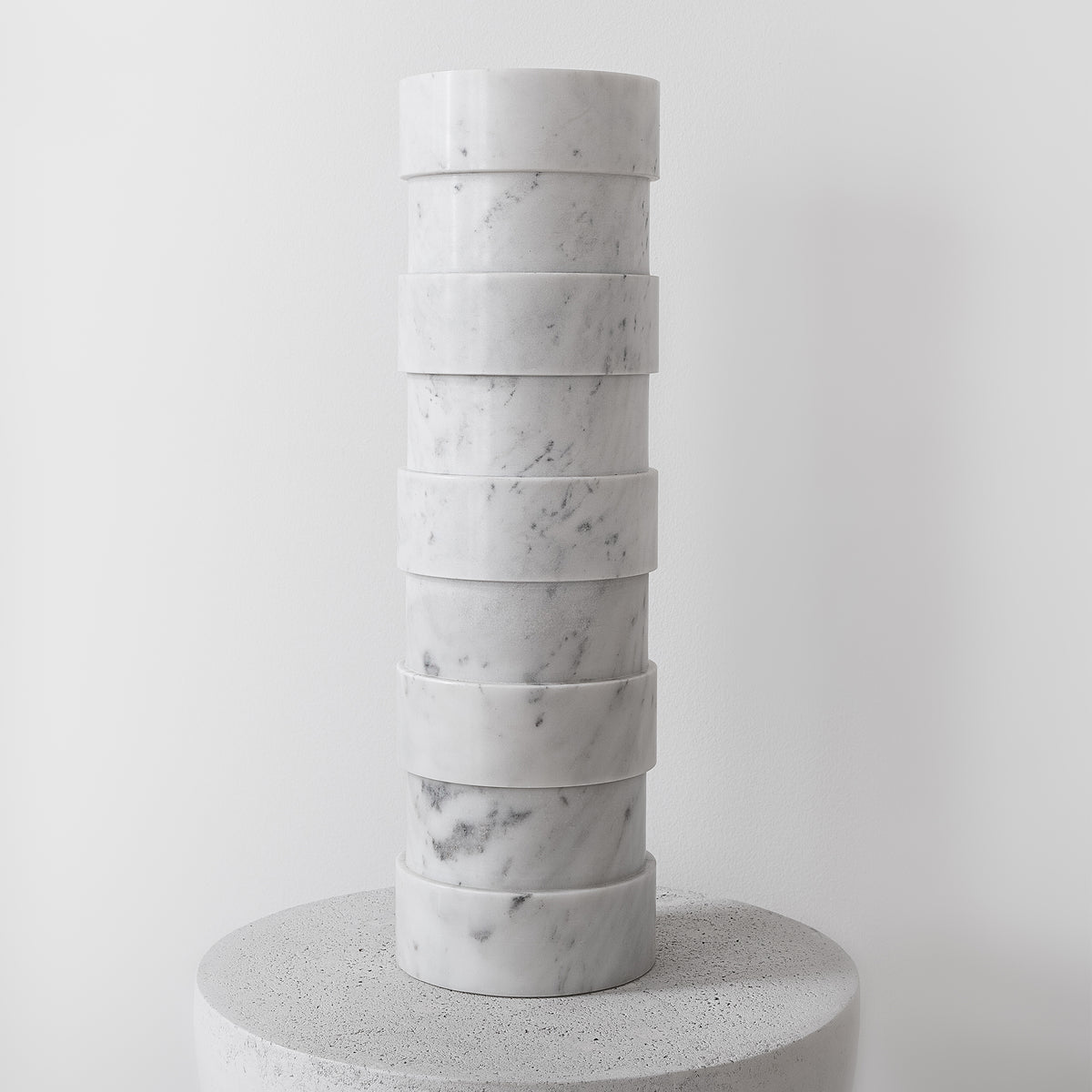 Five-Ring Statement Vase in White Marble