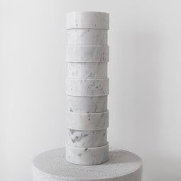 Five-Ring Statement Vase in White Marble