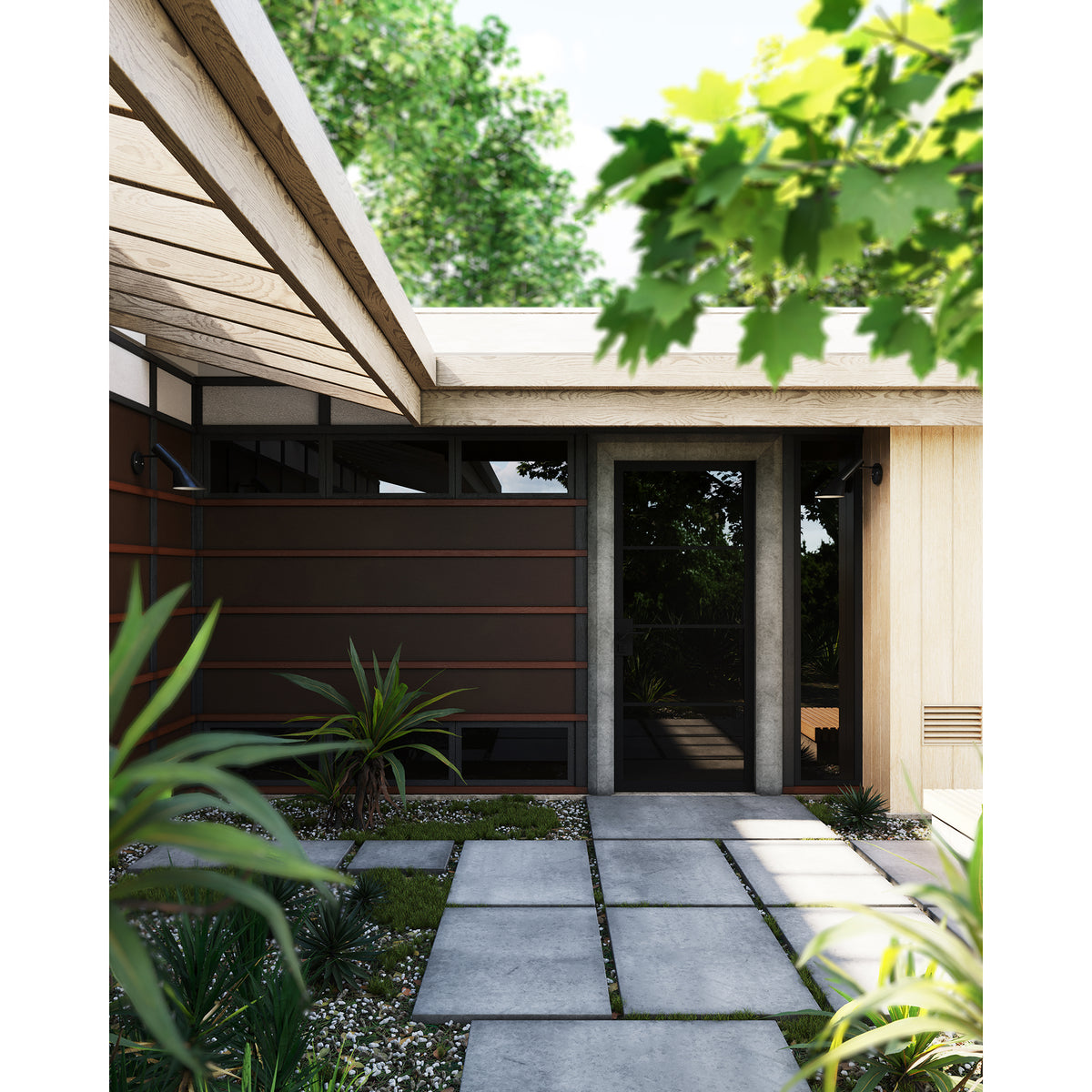 Craftsman Door Surround shown in Modern Profile with Charcoal Limestone.
