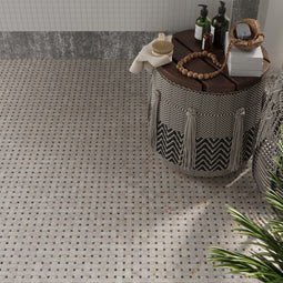 Shown in Breccia Fiore & Argento Marble.